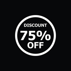 Sale discount icon with white background. Special offer price signs, Discount 75% OFF