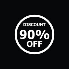 Sale discount icon with white background. Special offer price signs, Discount 90% OFF
