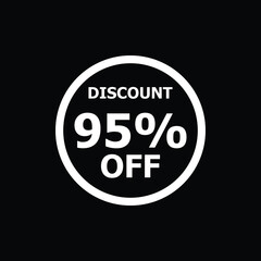 Sale discount icon with white background. Special offer price signs, Discount 95% OFF