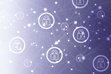 Obraz premium 2d illustration Safety concept: Closed Padlock on digital background 