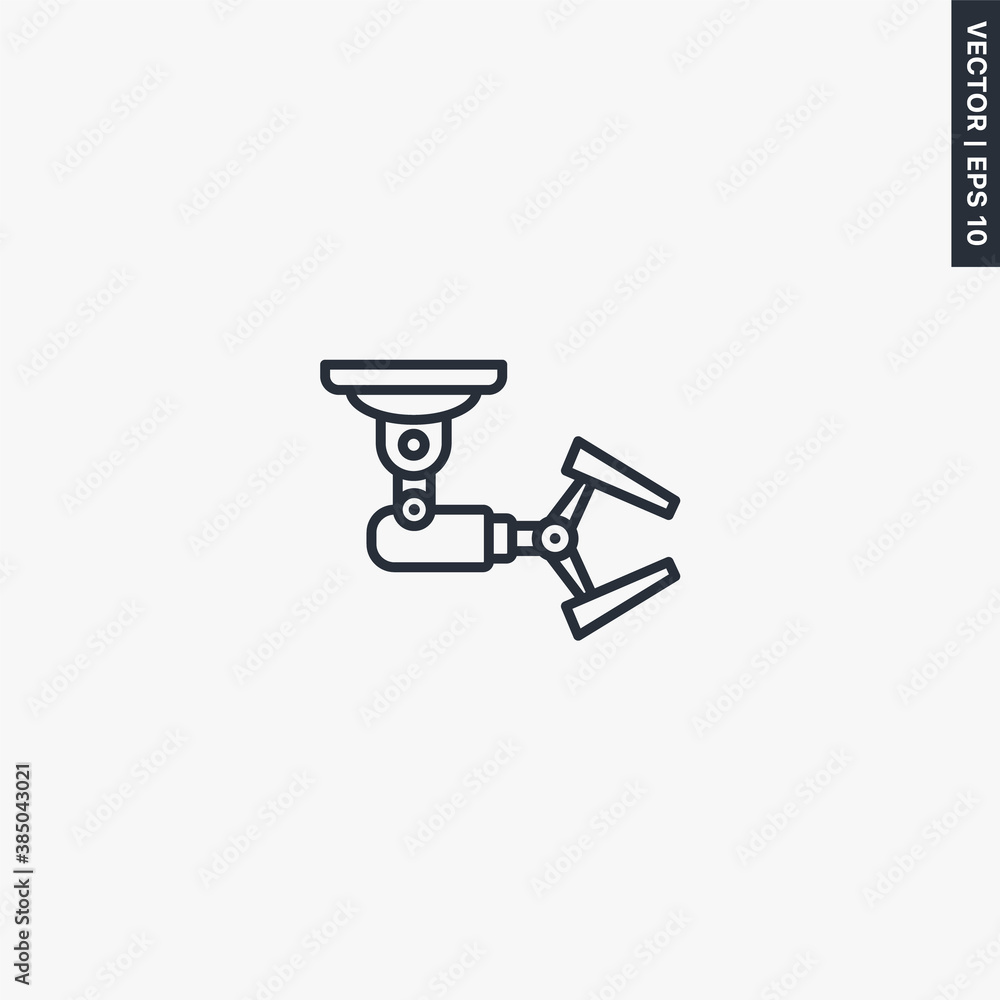 Poster claw robotic manipulator, linear style sign for mobile concept and web design
