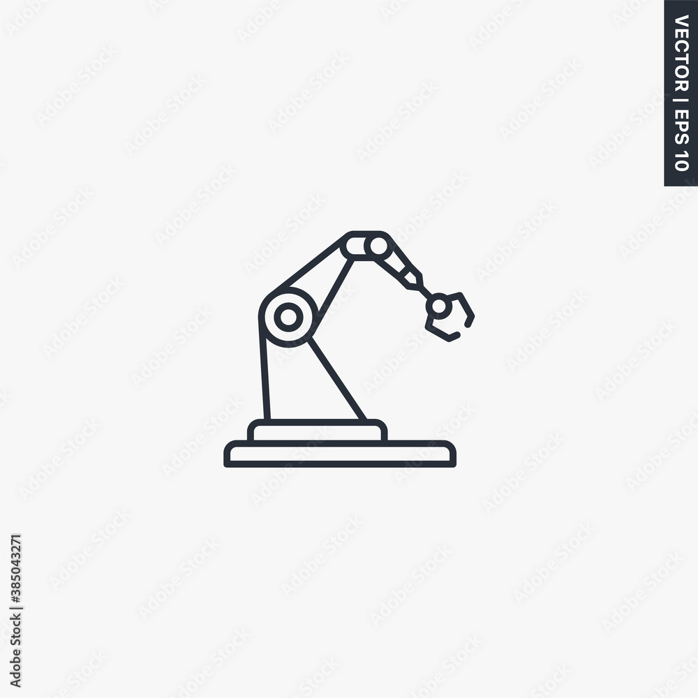 Aufkleber robotic assembly machine, linear style sign for mobile concept and web design