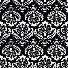 Seamless pattern of silhouettes decorative vintage flowers