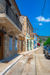 Streets of famous picturesque village Limni Evias on Euboea island, Greece.