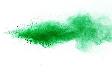 Green colored splatted over white background.