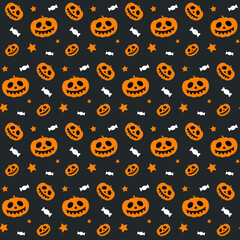  Halloween Trick or Treat  vector seamless texture pumpkin candy star orange grey