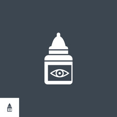 Eye Drops related vector glyph icon. Isolated on black background. Vector illustration.