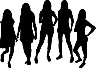 Women silhouettes on a white background.