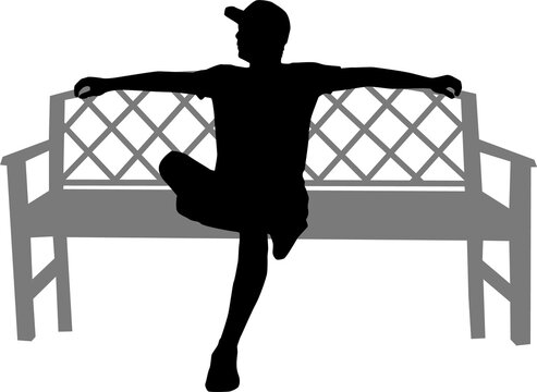 recommend clip art: Black silhouettes of people sitting on a bench
