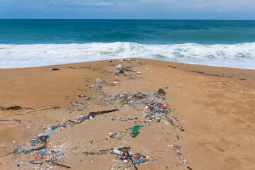 Plastic waste environment pollution on the Beach