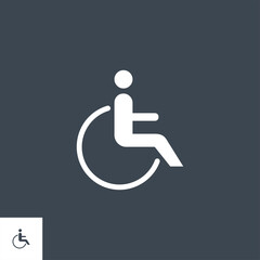 Disabled related vector glyph icon. Isolated on black background. Vector illustration.