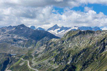 Fototapeta premium Majestic beautiful mountains view on Swiss Alps, beauty of fresh green nature, Switzerland