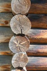 the wooden log cabin. dry, sun-baked wood