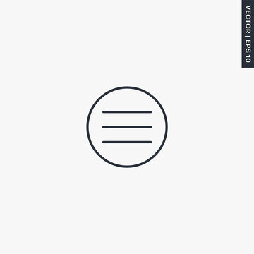 Hamburger menu, linear style sign for mobile concept and web design