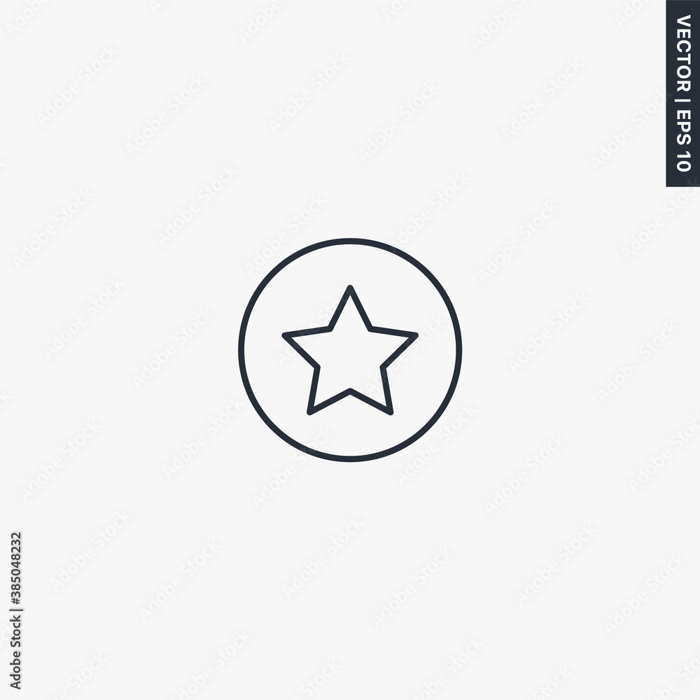 Poster star in circle, linear style sign for mobile concept and web design