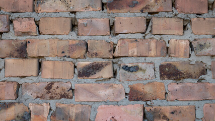 Texture of old casually constructed brick wall
