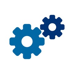 Blue gears icon isolated on white background. Cogwheel Vector illustration