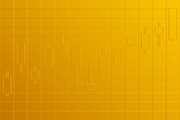 An abstract golden upward trend candlestick chart background image.