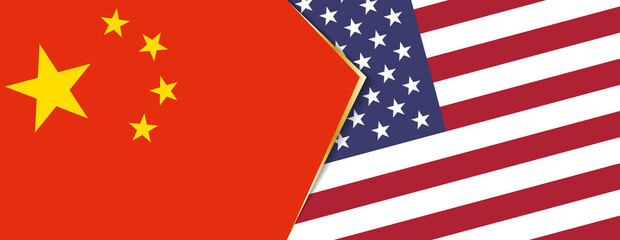 China and USA flags, two vector flags.