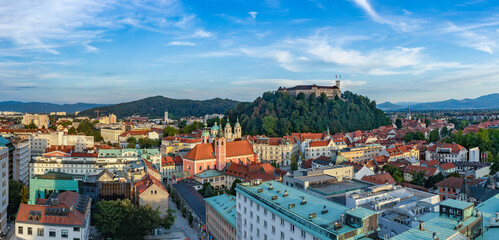 Fototapeta na wymiar Ljubljana Sunset Panorama