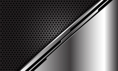 Abstract silver black line cyber on dark circle mesh design modern luxury futuristic technology background vector illustration.