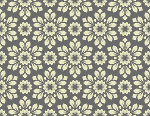 Flower geometric pattern. Seamless vector background. Gray ornament