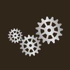 Metal gears. Factory gears vector icon. Mechanical gear. The image of the gear.