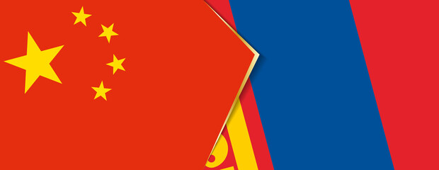 China and Mongolia flags, two vector flags.