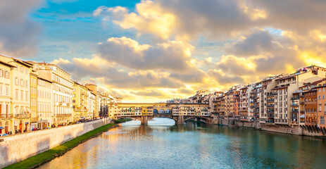 Ponte Vecchio on the Arno river in Florence, Tuscany in Italy