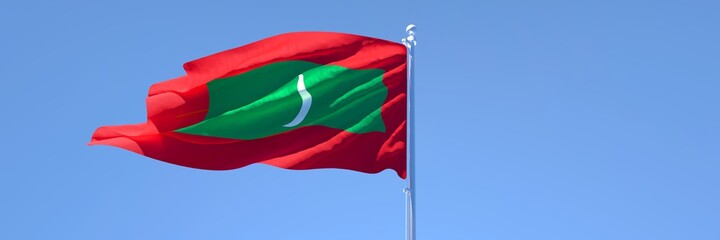 3D rendering of the national flag of Maldives waving in the wind