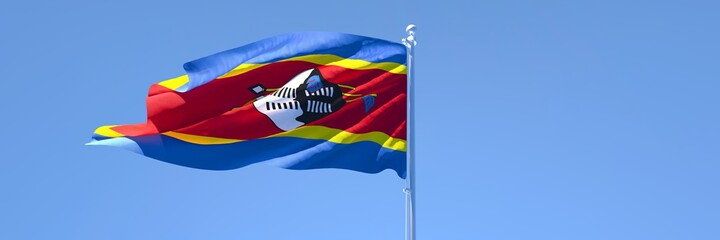 3D rendering of the national flag of Swaziland waving in the wind
