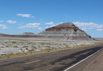 Colorful painted desert landscape in northern Arizona, near Petrified Forest National Park