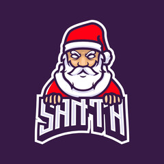 Santa e-sport mascot logo emblem design