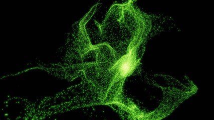 Green abstract 3D particles.