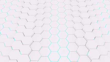 3D close wave white hexagon.