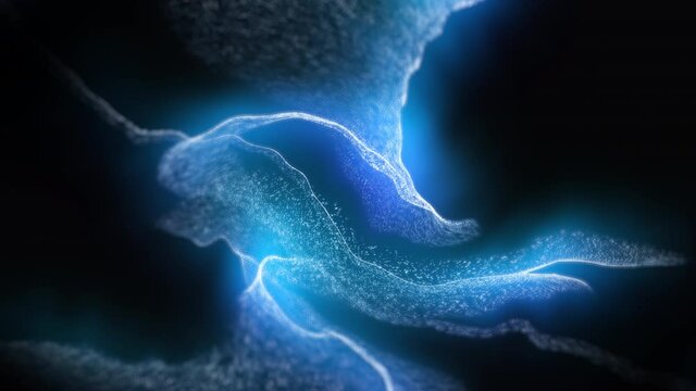 Loop of 3d rendered motion background with glowing blue abstract curves. 