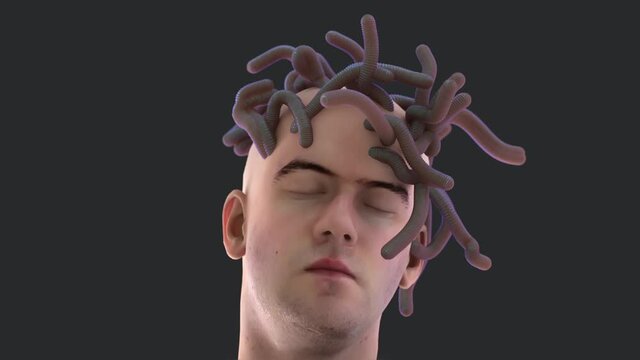 man with worms in his head