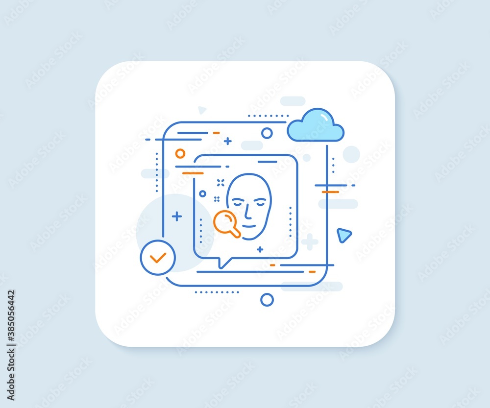Poster face search line icon. abstract vector button. head recognition sign. face search line icon. speech 