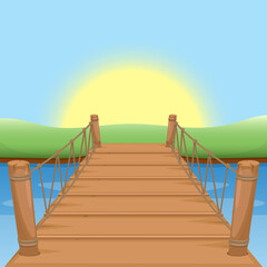 Wooden bridge vector design illustration
