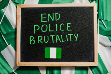 End police brutality. Inscription of nigerian protest slogan.