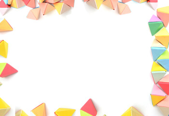 origami tetrahedrons frame on white
