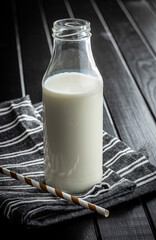 Fresh milk in glass bottle
