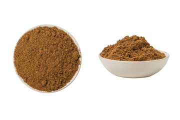 Mix spices in a bowl isolated on white.