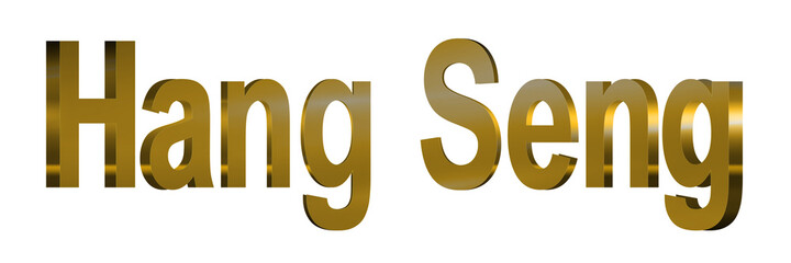 3D Hang Seng text gold isolated on white
