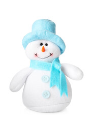 Cute decorative handmade snowman isolated on white