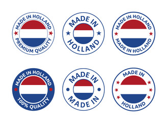 made in Netherlands labels set, Holland product emblem