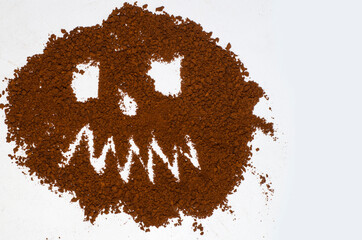 Coffee extravaganza - a terrible face for Halloween.