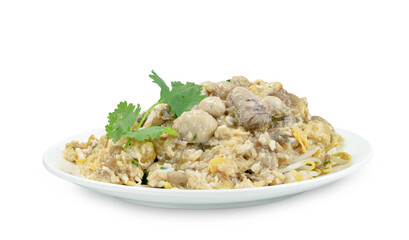 Chinese Oyster Omelette isolated on white background