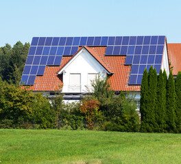 Alternative Energy for a Innovative House. House and surroundings modified by image processing