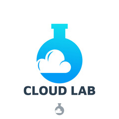 cloud lab negative space logo design template